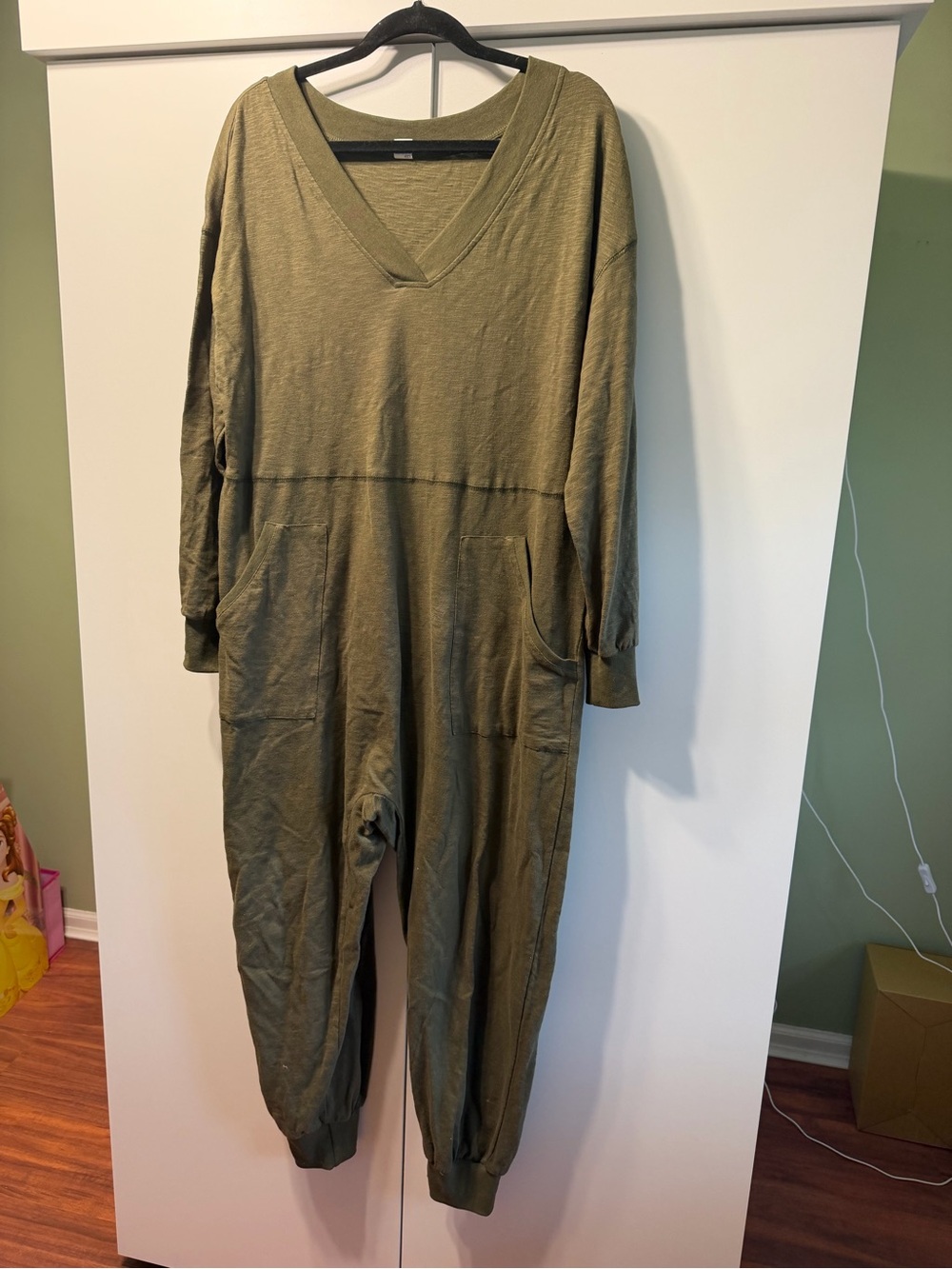 Olive Green V-Neck Long Sleeve comfy Jumpsuit